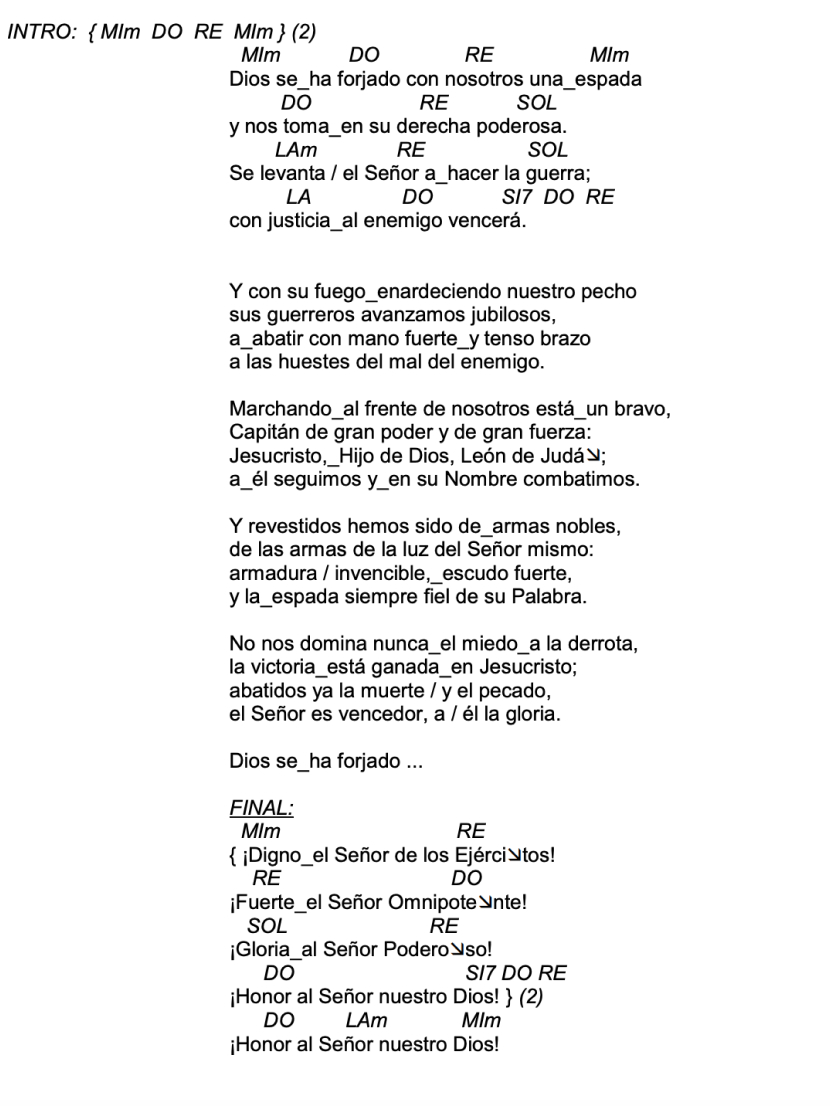 Letra de La Espada del Espíritu con acordes