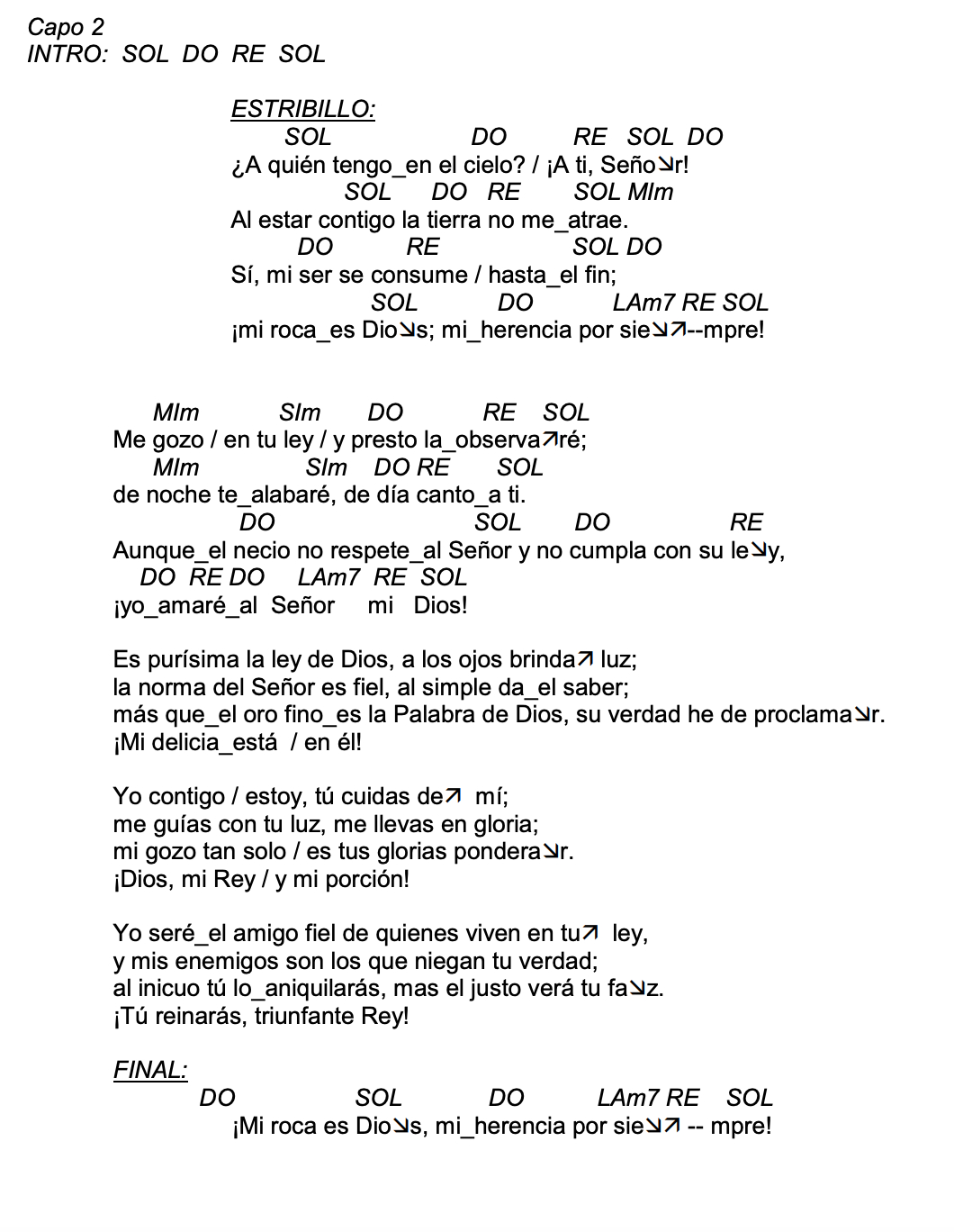 Letra de Salmo 73 con acordes