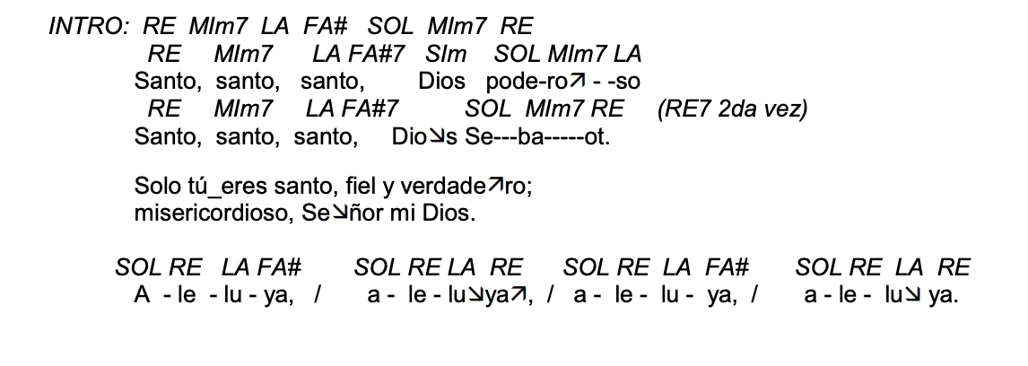 Letra de Santo, Santo, Santo con acordes