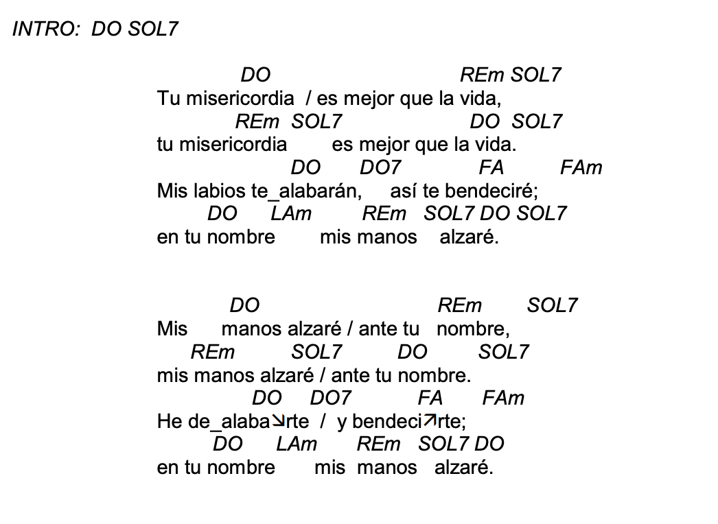 Letra de Tu Misericordia Es Mejor Que La Vida con acordes