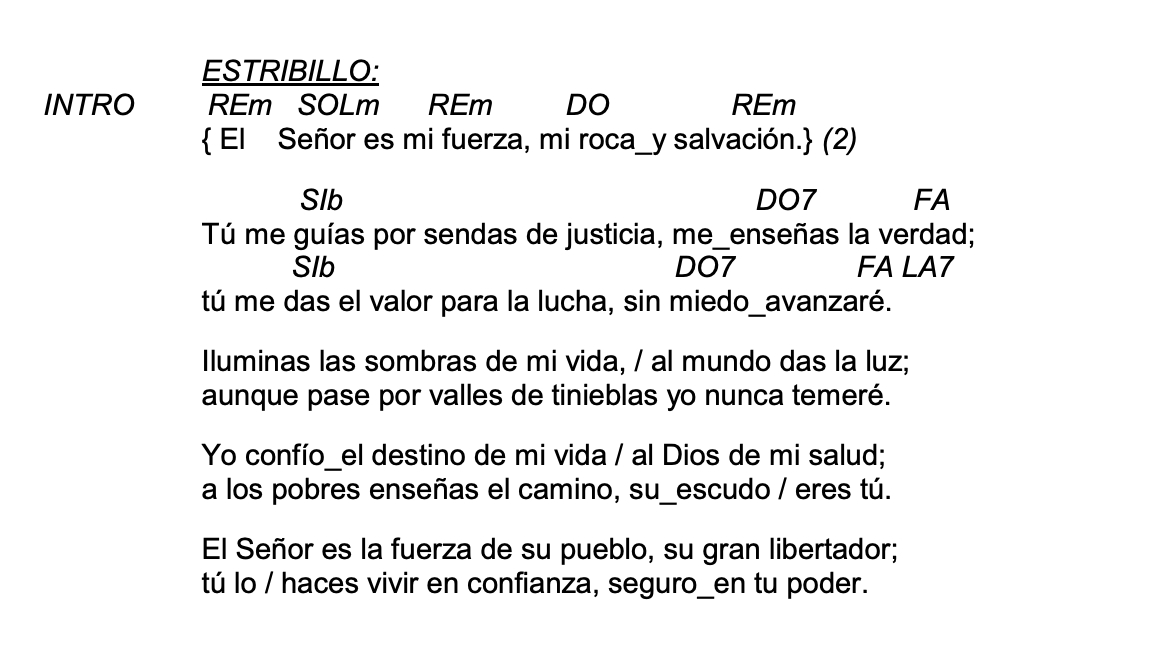 Letra de El Señor Es Mi Fuerza con acordes