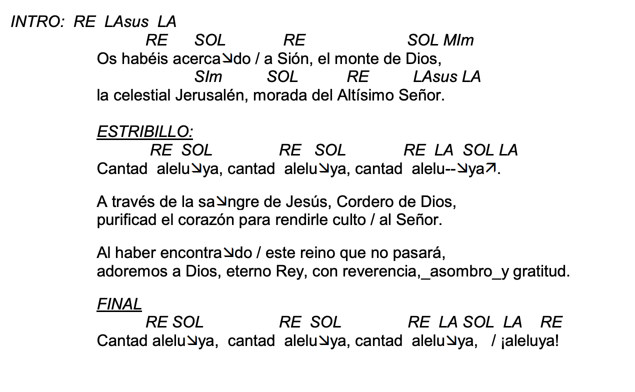 Letra de Cantad Aleluya con acordes