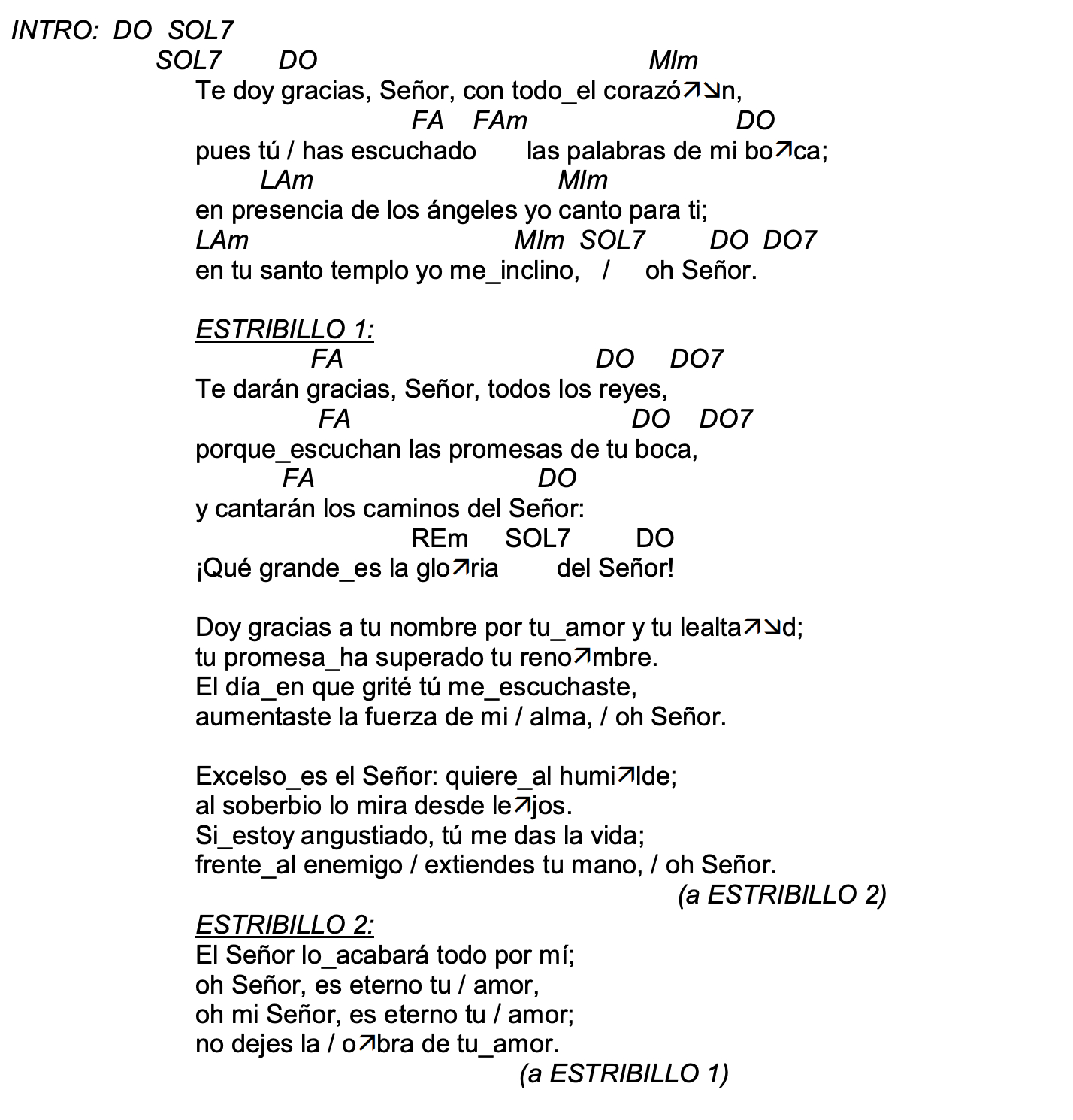 Letra de Te Doy Gracias Señor con acordes