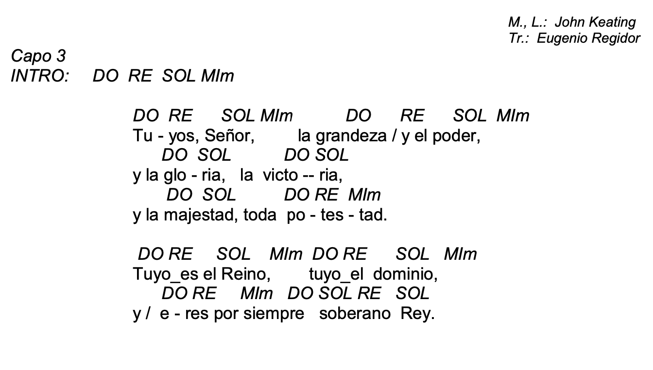 Letra de Tuyos, Señor, La Grandeza Y El Poder con acordes