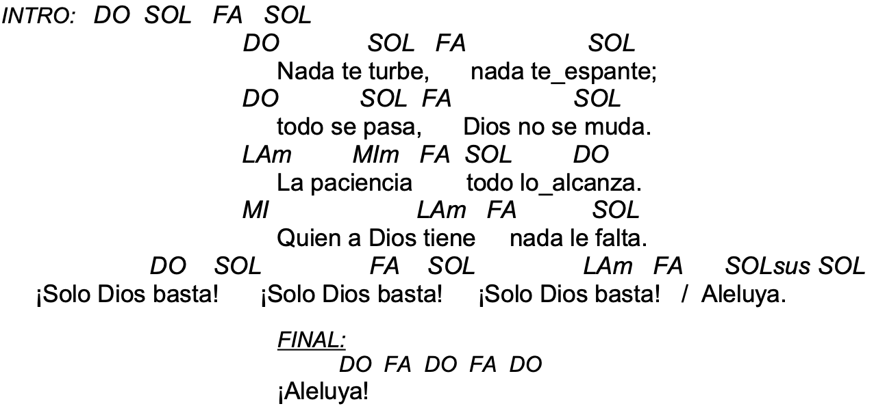 Letra de Nada Te Turbe con acordes