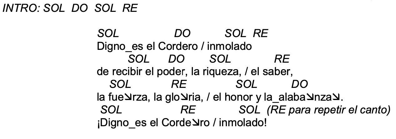 Letra de Digno Es El Cordero con acordes