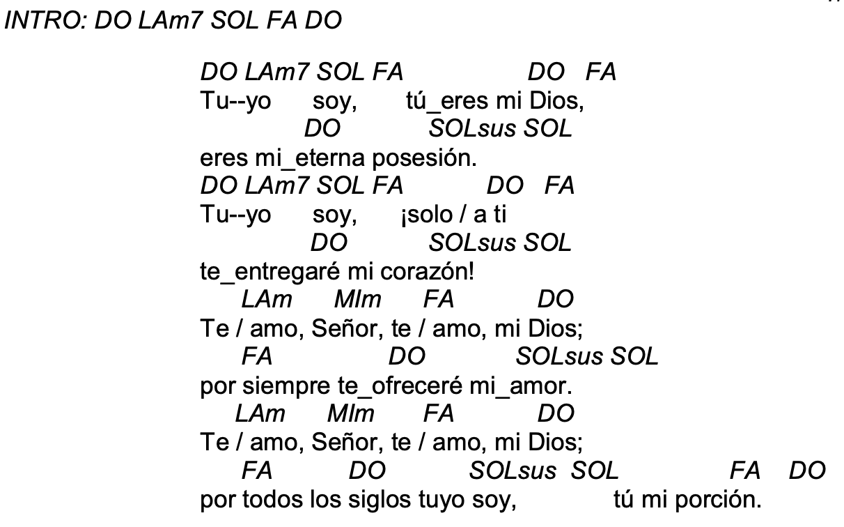 Letra de Tuyo Soy Tu Eres Mio con acordes