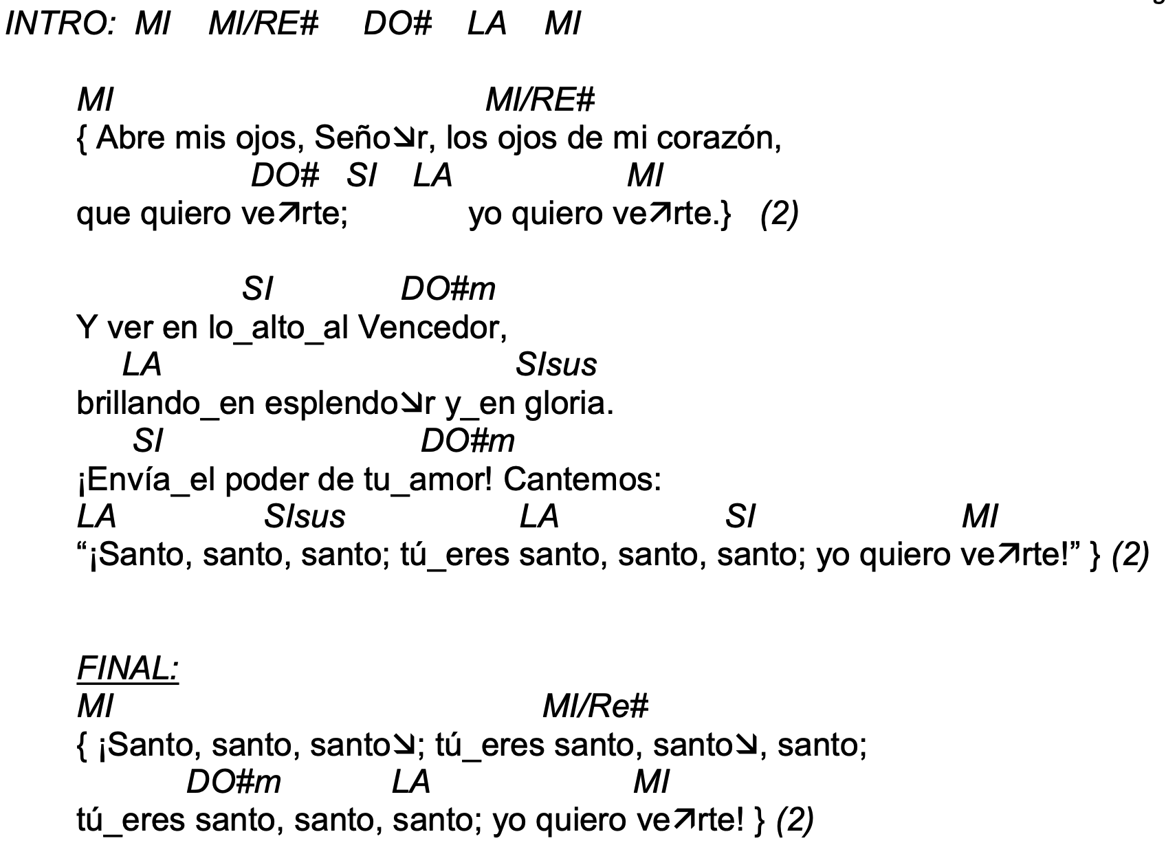 Letra de Abre Mis Ojos Señor con acordes