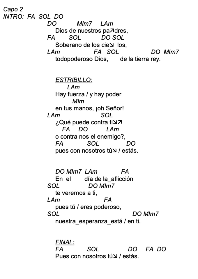 Letra de Soberano De Los Cielos con acordes