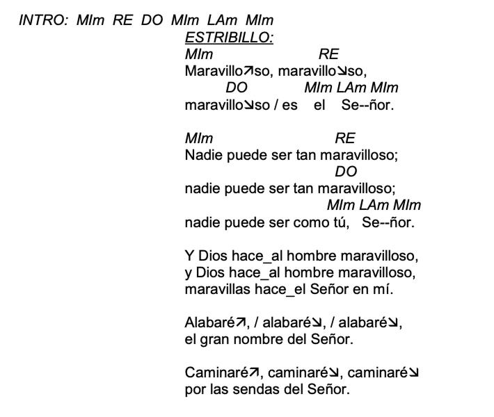 Letra de Maravilloso con acordes