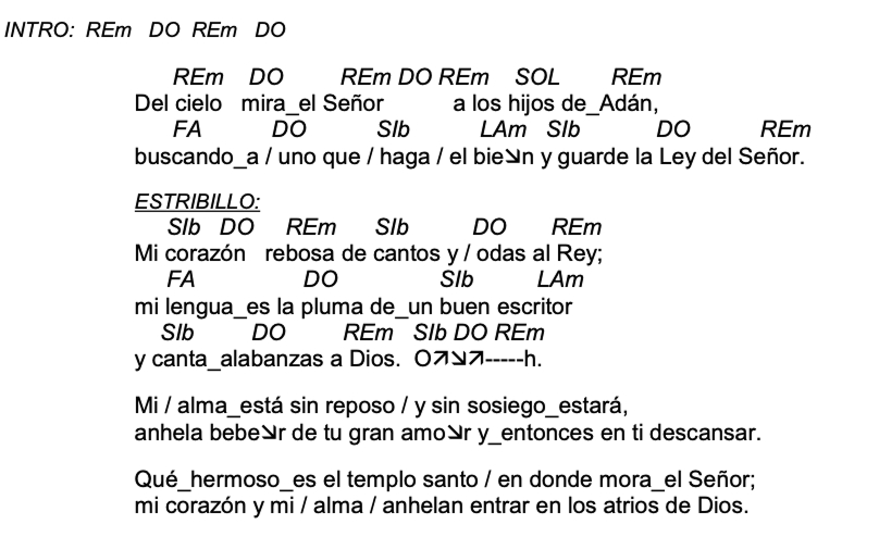 Letra de Del Cielo Mira El Señor con acordes