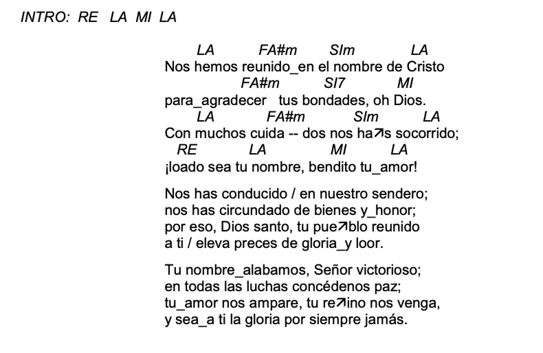 Letra de Nos Hemos Reunido En El Nombre De Cristo con acordes