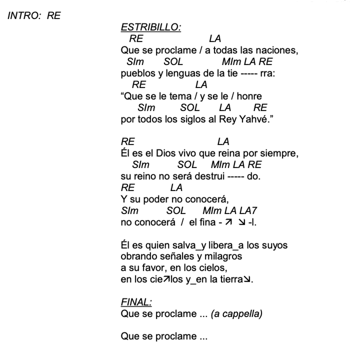 Letra de Daniel 6 con acordes