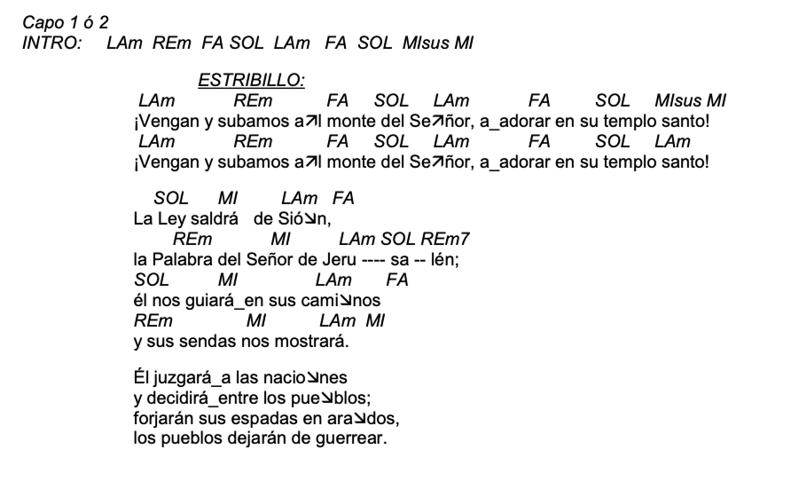 Letra de Vengan Y Subamos con acordes