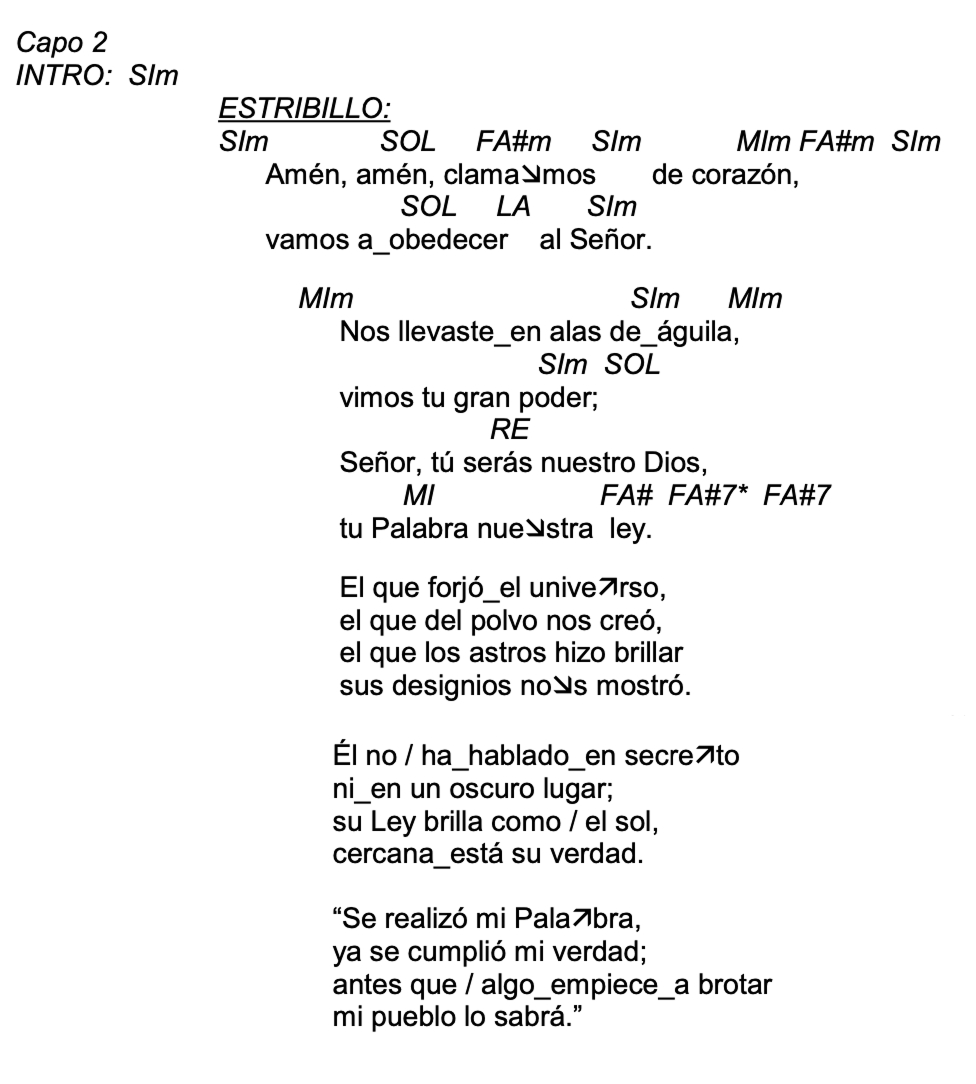 Letra de Amèn, Amèn con acordes