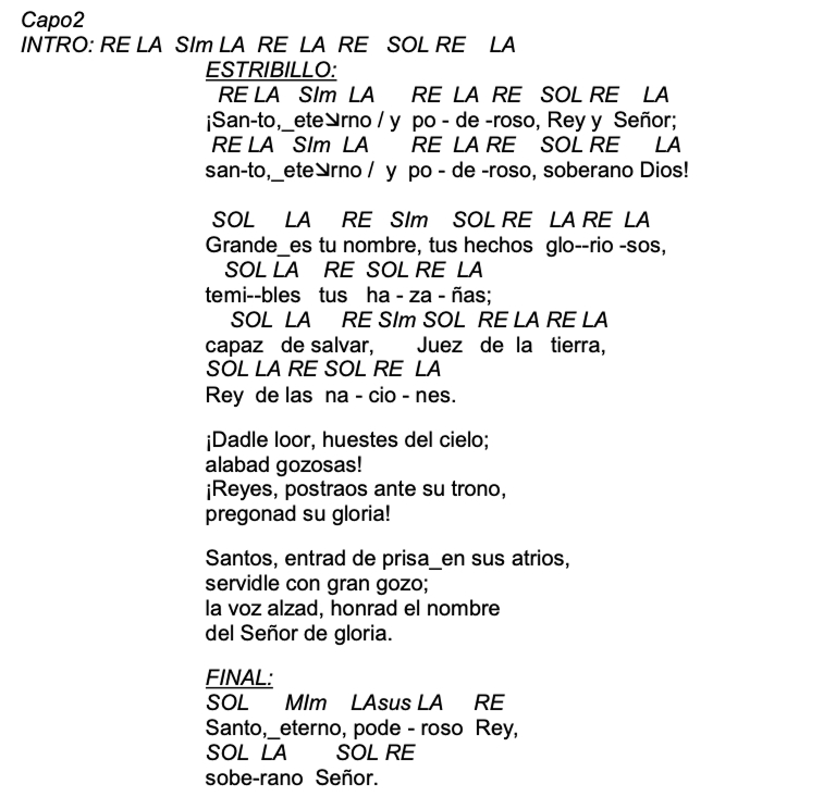Letra de Santo, Eterno Y Poderoso con acordes