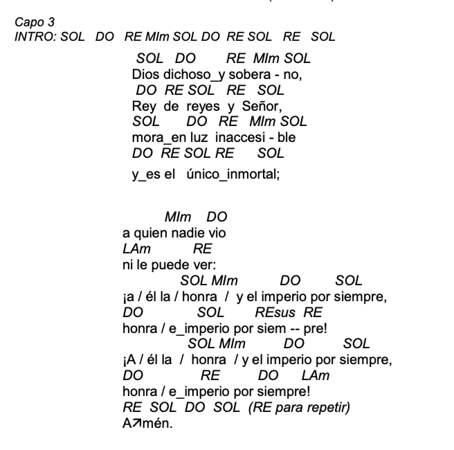 Letra de Dios Dichoso Y Soberano con acordes