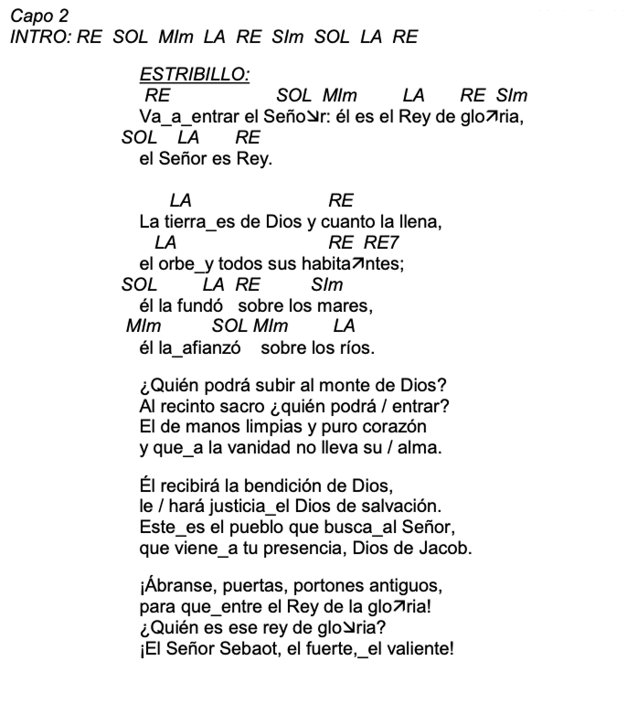 Letra de Salmo 24 con acordes
