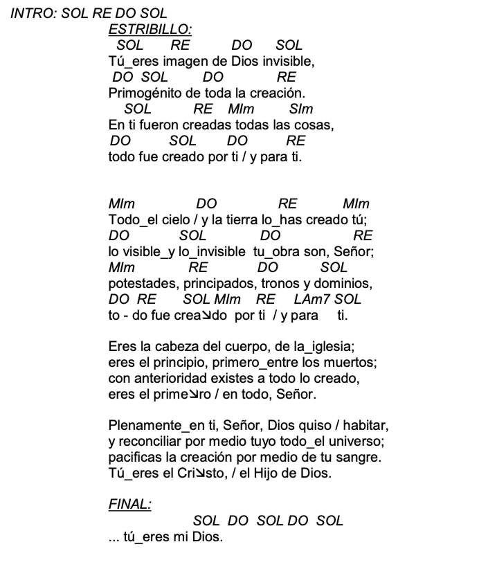 Letra de La Primicia De Cristo con acordes
