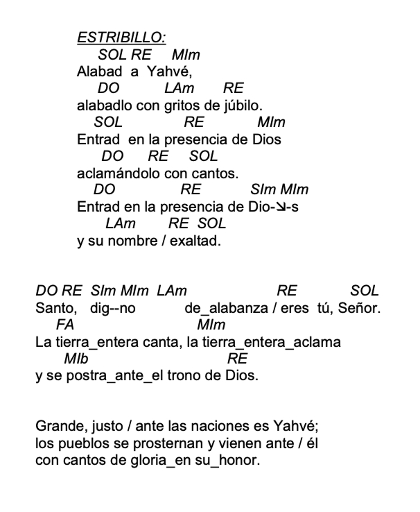 Letra de Alabad A Yahve con acordes