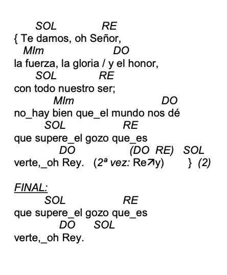 Letra de Te Damos, Oh Señor con acordes