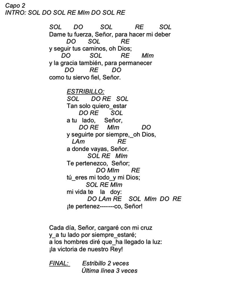 Letra de Te Pertenezco, Señor con acordes