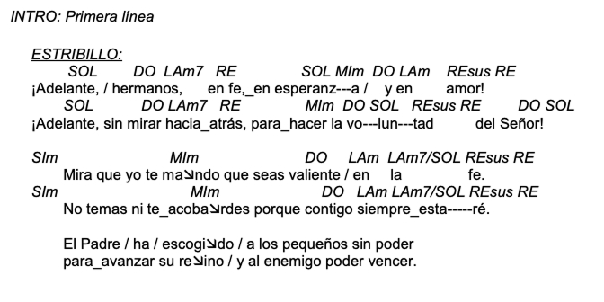 Letra de Adelante con acordes