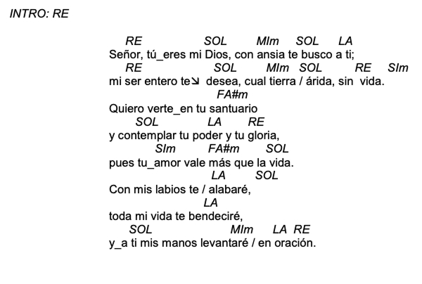 Letra de Señor, Tu Eres Mi Dios con acordes