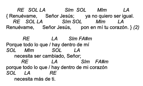 Letra de Renuevame con acordes