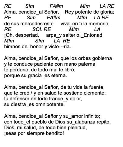 Letra de Alma, Bendice Al Señor con acordes