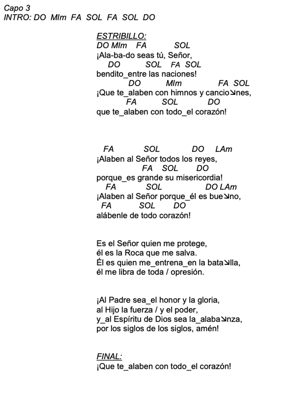 Letra de Alabado Seas Tu Señor con acordes