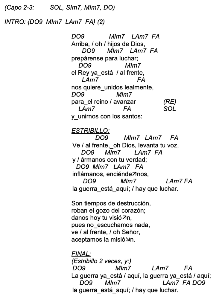 Letra de Ve Al Frente Oh, Dios con acordes