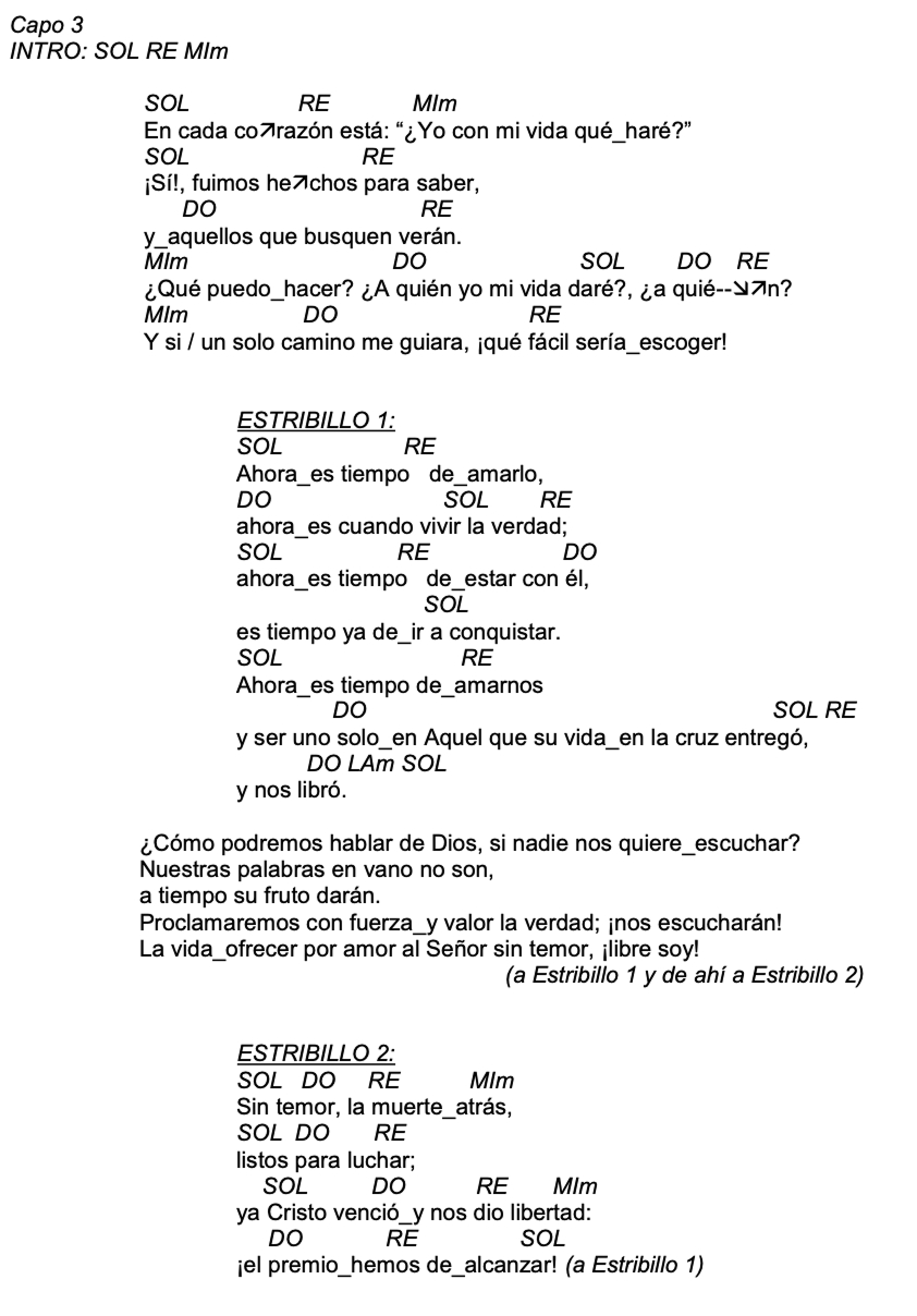 Letra de El Tiempo De La Verdad con acordes