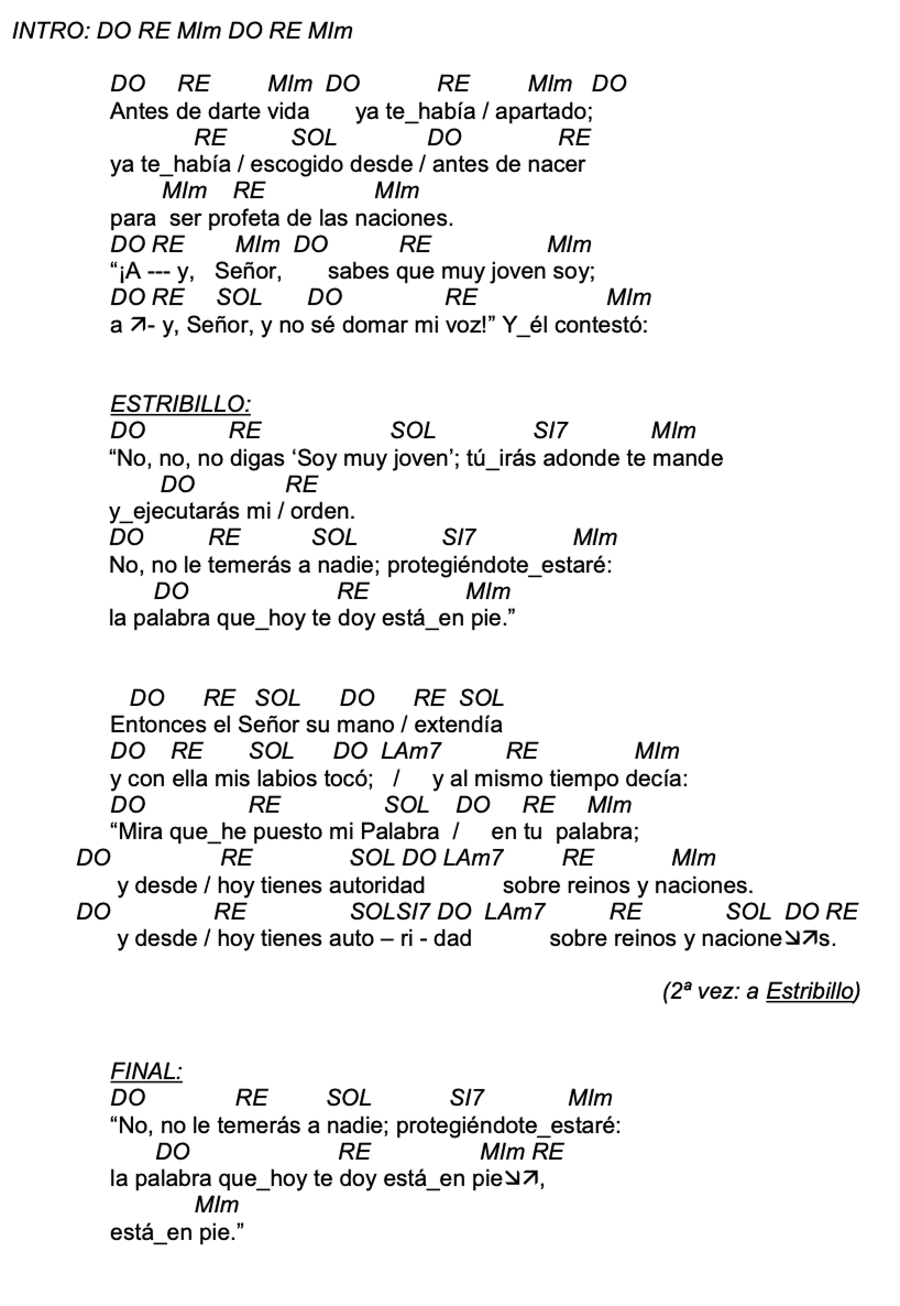Letra de Jeremías con acordes