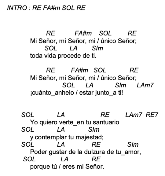 Letra de Mi Señor con acordes