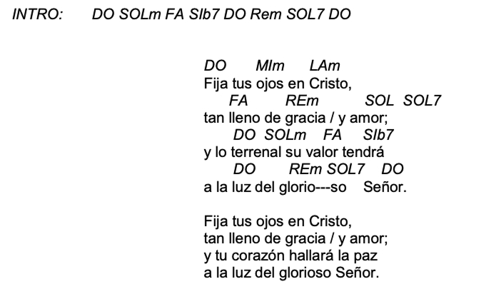 Letra de Fija Tus Ojos En Cristo con acordes