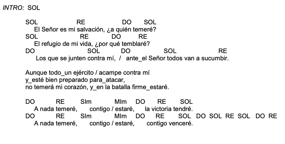 Letra de A Nada Temere con acordes