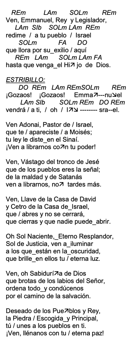 Letra de Ven Enmanuel con acordes