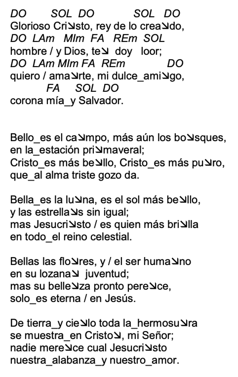 Letra de Glorioso Cristo, Rey De Lo Creado con acordes