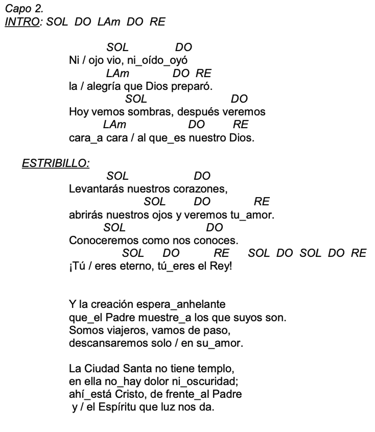 Letra de Levantaras Nuestros Corazones con acordes