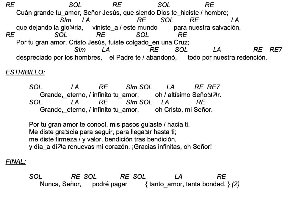 Letra de Por Tu Gran Amor con acordes