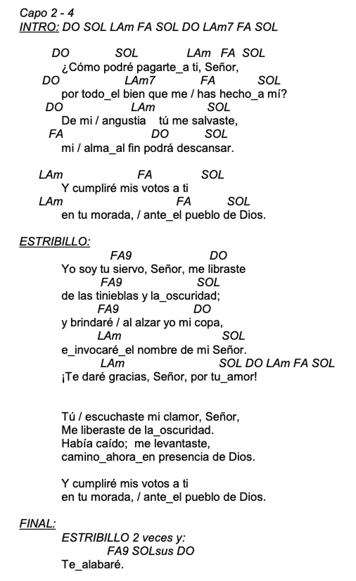 Letra de Yo Soy Tu Siervo con acordes