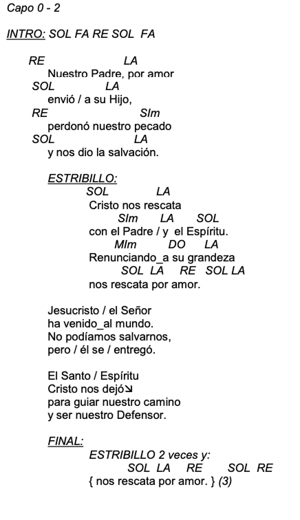 Letra de Cristo Nos Rescata con acordes