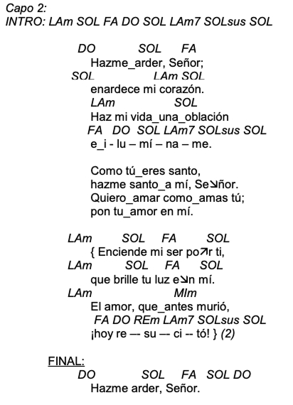 Letra de Hazme Arder Señor con acordes