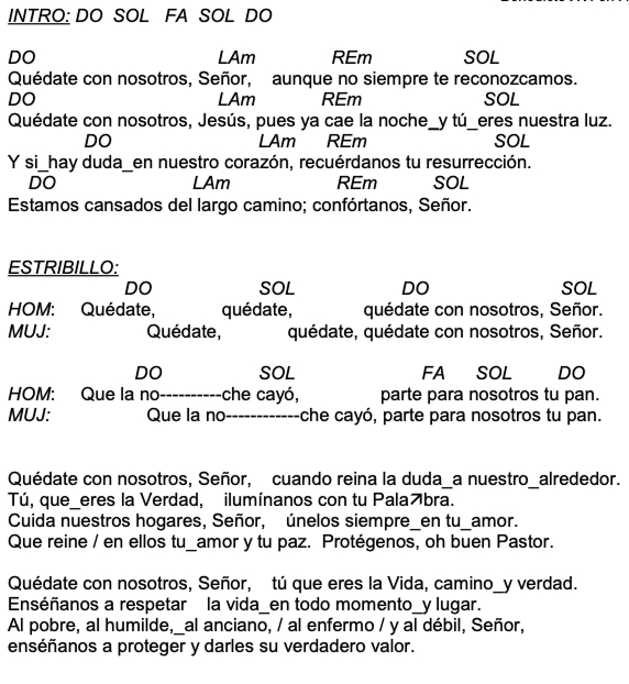 Letra de Quedate con acordes