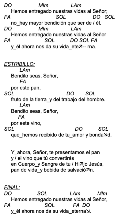 Letra de Hemos Entregado Nuestras Vidas Al Señor con acordes
