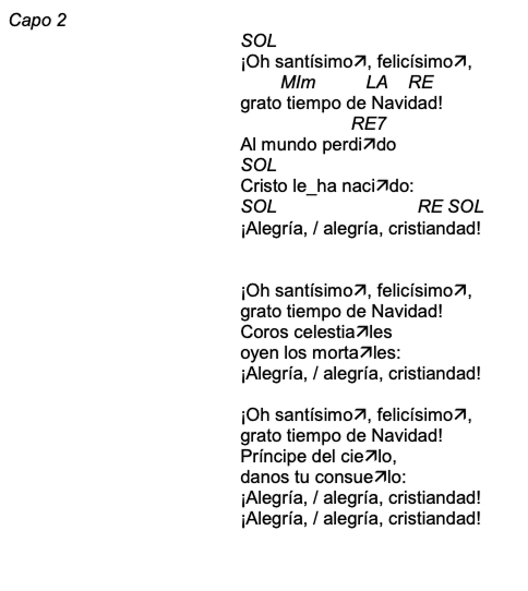 Letra de Oh Santisimo, Felicisimo con acordes
