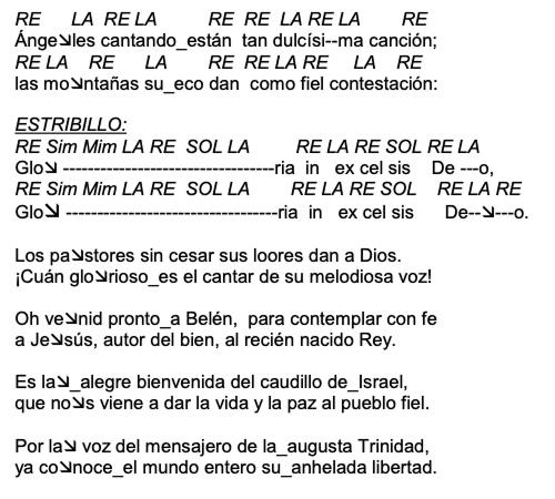 Letra de Gloria In Exelcis Deo con acordes