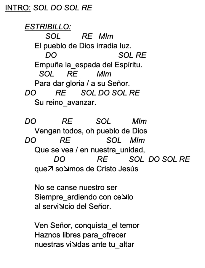 Letra de EL PUEBLO DE DIOS (Anexo A) con acordes